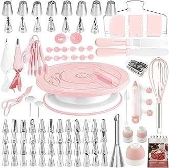 - Cake Decorating Kit,137pcs Cake Decorating Supplies with Cake Turntable for Decorating,Pastry Piping Bag,Russian Piping Tips Baking Tools, Cake Baking Supplies for Beginners(Light Pink)