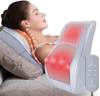 Boriwat Neck and Shoulder Massager with Heat, Shiatsu Massage Pillow, 3D Deep Kneading for Neck, Back, Shoulder, Legs, Foot, Stress Relief, at Home, Office, Car, Gift for Mom & Dad