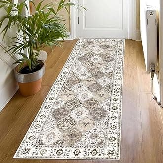 SHACOS Runner Rugs for Hallway 60 x 180 cm Non Slip Brown Hall Runner Rug Machine Washable Floor Carpet Runners Soft Distressed Vintage Runner Rug for Entrance Bedroom Laundry Room Kitchen, Brown