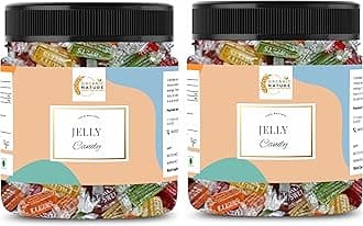 Organic Nature Jelly Candy Chocolate Fruits Flavour Mix Jar Pack 600 Grams Pack of 2 of 300 Grams