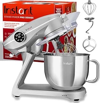 Instant Stand Mixer Pro, 600W 10-Speed Electric Mixer with Digital Interface, 7.4-Qt Stainless Steel Bowl, From the Makers of Instant Pot, Dishwasher Safe Whisk, Dough Hook and Mixing Paddle, Silver