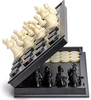 2 in 1 Travel Magnetic Chess and Checkers - 12.5"