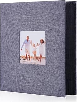 ArtmagFabric Photo Album 4x6 400 Large Capacity for Family Wedding Anniversary Linen Album Holds 400 Vertical Photos (400 Pockets, Grey)
