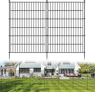 10 Panels No Dig Decorative Outdoor Garden Fence for Yard, 40 in(H) X 23.6 ft(L) Animal Barrier Fencing Rustproof Metal Wire Panel Border for Dog, Rabbits, and Patio Temporary Ground Stakes