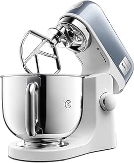 – Kenwood kMix Stand Mixer ‎KMX760ABL for Baking, Stylish Kitchen Mixer with K-beater, Dough Hook and Whisk, 5 L Stainless Steel Bowl, Removable Splash Guard, 1000 W, Editions Blue