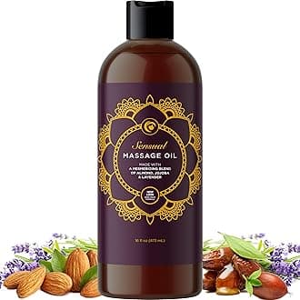 Aromatherapy Sensual Massage Oil for Couples - Lavender Massage Oils for Massage Therapy with Jojoba Oil and Sweet Almond Oil for Skin Care - Relaxing Aromatherapy Oil Infused with Pure Natural Oils