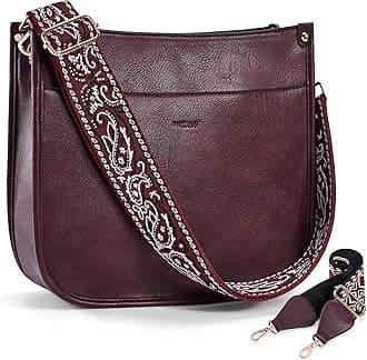 HKCLUF Crossbody Bags for Women Trendy Vegan Leather Hobo Handbags With 2PCS Adjustable Guitar Strap Shoulder Bucket Bags