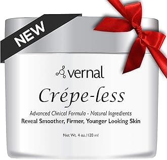 Crepe-less crepey skin firming cream to reduce crepey arms, neck & hands. Organic tightening cream to reduce thin wrinkled skin on arms, neck and body. Made in USA (4 Oz)
