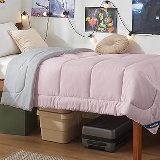 Bedsure Twin XL Comforter Duvet Insert Dorm Bedding - Pink/Grey Extra Long Twin Comforter, Quilted All Season Duvet with Corner Tabs