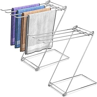 Kitchen Towel Holder, 4-Arm Kitchen Towel Rack for Drying Dishcloths Hand Towels, Foldable Free Standing Hand Towel Holder for Countertop Bathroom Kitchen Organization RV Essentials, 2 Pack