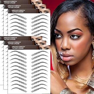 Aresvns 4D Black Fake Eyebrows - Waterproof & Long-Lasting 3-5 Days, Suitable Sizes & Popular Shapes, Eyebrow Tattoo Stickers (66 Pairs), Perfect for Christmas Gifts