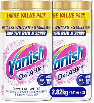 Gold Oxi Action Stain Remover and Whitening Booster Powder For Whites 1.41 kg, Removes Tough Stains Even at 20°C, Restores Whiteness of Greyed Fabrics (Packaging May Vary) (Pack of 2)