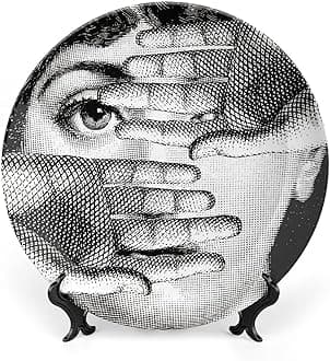 Lina Cavalieri Plate, Fornase Decorative Plate Face Makeup Plate Wall Hanging Decoration,Including Bracket and Special Spring Hook,Style-5,8inch