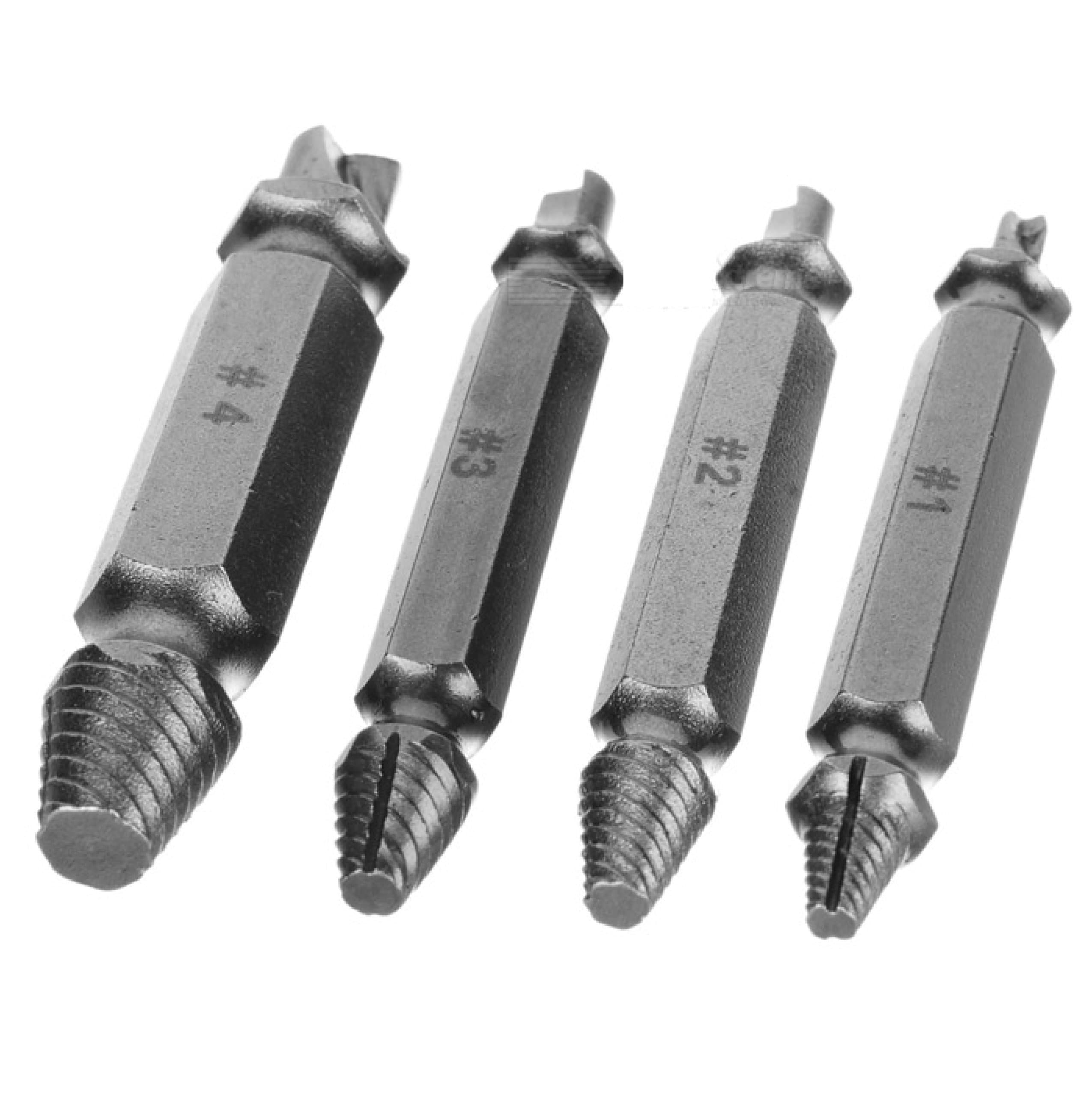 Damaged Screw Extractor and Remove Set by YAMO - Easily Remove Stripped or Damaged Screws - Made From H.S.S. 4341# the Hardness Is 62-63hrc - Set of 4 Stripped Screw Removers