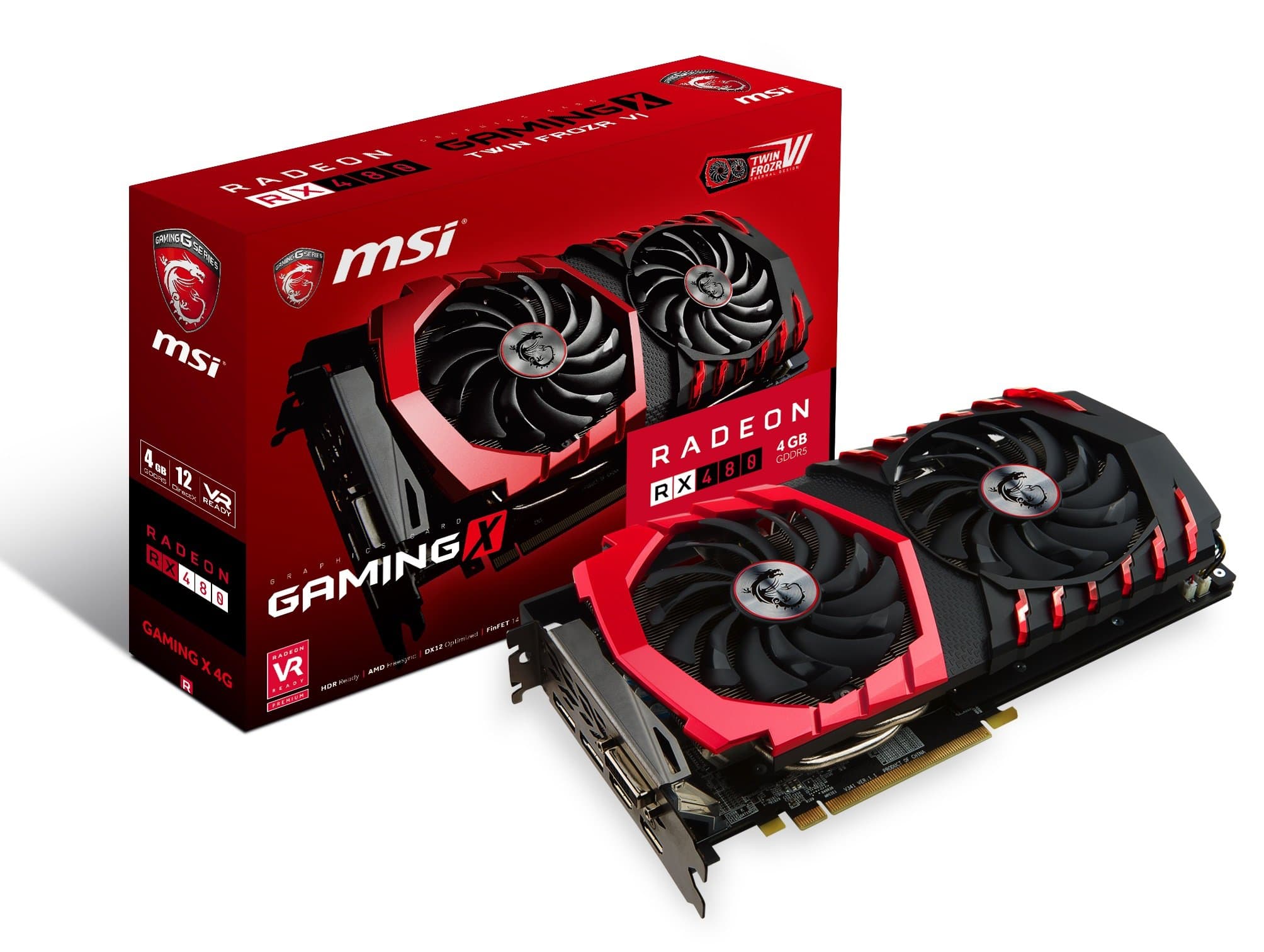 Gaming RX 480 GDDR5 4GB Crossfire VR Ready FinFET DirectX 12 Graphics Card (Radeon RX 480 Gaming X 4G)