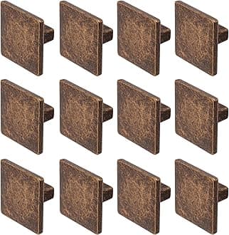 Decoranddecor Calla Square Cabinet Knob Door Pull Handle Kitchen Cupboard Furniture Drawer (12 Pack, Antique Copper)