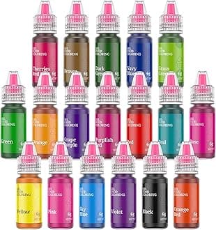 Gel Food Coloring,18 Baking Coloring Gel Set for Cake,Cookie Easter Egg Decorating,Cherrysea Edible Vibrant Food Dye for Baking Icing,Fondant,Macaron,Frosting,Gluten Free,Vegan Tasteless - 6g/Bottle