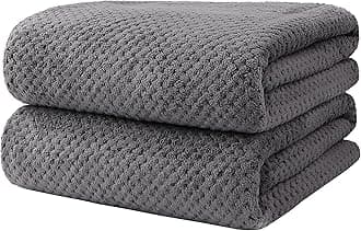 HOMEXCEL Bath Towel Set Pack of 2, Microfiber Ultra Soft Highly Absorbent Bath Towel, Lightweight and Quick Drying Towels for Body, Sport, Yoga, SPA, Fitness, Grey