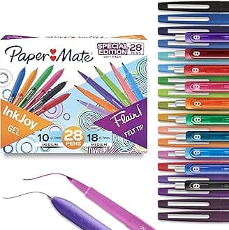 Pens Variety Pack, InkJoy Retractable Gel Pens, Flair Felt Tip, 28 Count - Assorted Colors, Smooth Writing, Fast Drying
