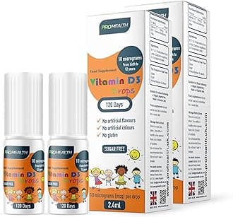 Preservative-Free Vegan Vitamin D3 Drops for Infants & Children - Sugar-Free, All-Natural, NHS Approved (4-Month Supply, 2-Pack)