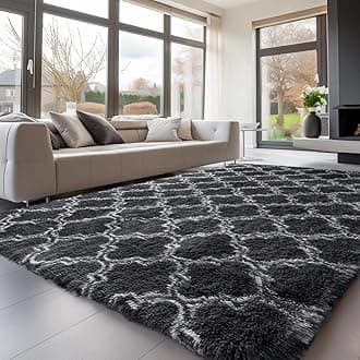 Sour Lemon Rugs Living Room 200x300cm, Grey Area Rugs for Bedroom, Washable Anti Slip Extra Large Shaggy Soft Rug Fluffy Modern Floor Carpets Mat Beside Carpet for Kids Living Room