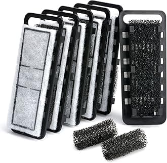 NICREW Slim Aquarium Filter Cartridges (6 pcs) with Intake Sponges (2 pcs)