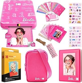 x Barbie Step Slim Wireless Instant Portable Photo Mobile Printer Gift Bundle (Signature Style)+ Barbie Camera Case, Photo Album, Sticker & Hanging Frames, 50 Stickers + Zink Paper (20 Sheets)