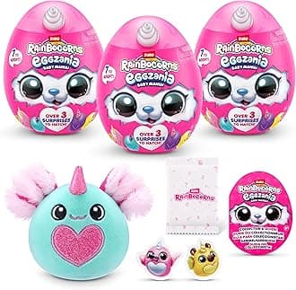 Rainbocorns Eggzania Baby Mania by ZURU, Plush Surprise Unboxing with Animal Soft Toy, for Girls (3 Pack)