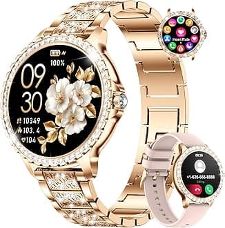 LIGE Smart Watches for Women,1.32" HD Fitness Tracker Watch with Answer/Make Call,AI Voice Control,Heart Rate/Calories/SpO2 Monitor 100+ Sport Modes Ladies Smartwatch for Android iOS 2 Straps Gold