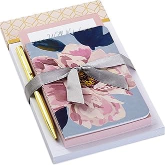 Notepad Bundle with Pen, Pretty Pinks (3 Notepads in Assorted Sizes with Gold Pen)