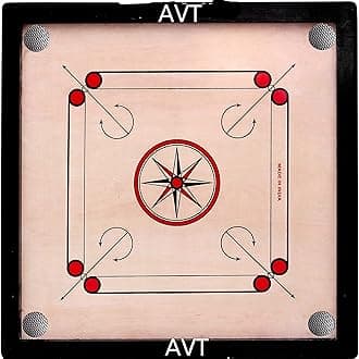 AVT Full Size 32 inch Carrom Board and Wood Coins Striker Powder Brown Color