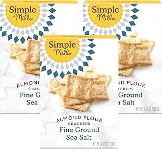 Simple Mills Almond Flour Crackers, Fine Ground Sea Salt, 4.25 oz, 3 count