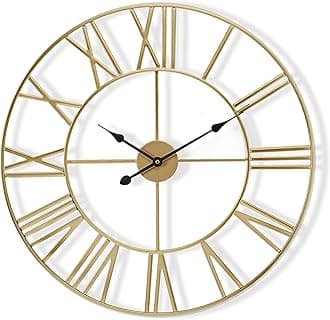 Sorbus Large Wall Clock for Living Room Decor - 24 inch Big Wall Clock Decorative - Battery Operated - Roman Numeral Analog Large Clock for Bedroom, Room, Home, Kitchen, Office, Wall Decor (Gold)