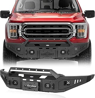 Hooke Road F150 Front Bumper Compatible with Ford F-150 2021 2022 2023(Excluding Raptor)- HR Discovery Bumper w/Winch Plate & LED Spotlights
