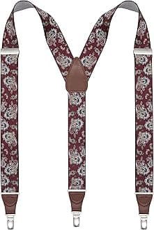 Men’s Y-shape 1.4 Inch Suspender -3 Metal Clips, Elastic Straps