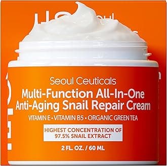 Snail Repair Cream Moisturiser – 97.5% Snail Mucin Korean Skincare Day and Night Cream – Powerful All-In-One Organic Anti-Ageing Snail Moisturiser For Brightening and Hydrating, 60ml