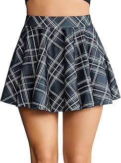 AvidlovePleated Mini Skirt Plaid Skirts High Waist A Line Skater Skirt for Lingerie Schoolgirl