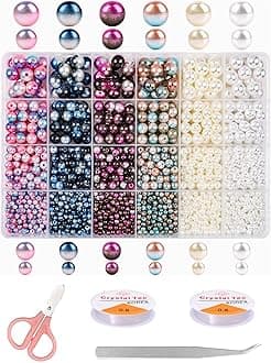 ELECDON 1890Pcs Multicolored Pearls Beads, ELECDON Loose Round Spacer Beads, Smooth Rainbow Faux ABS Beads for Jewelry Making, Bracelets, Earrings, Necklaces, DIY Crafts 4 6 8 10mm