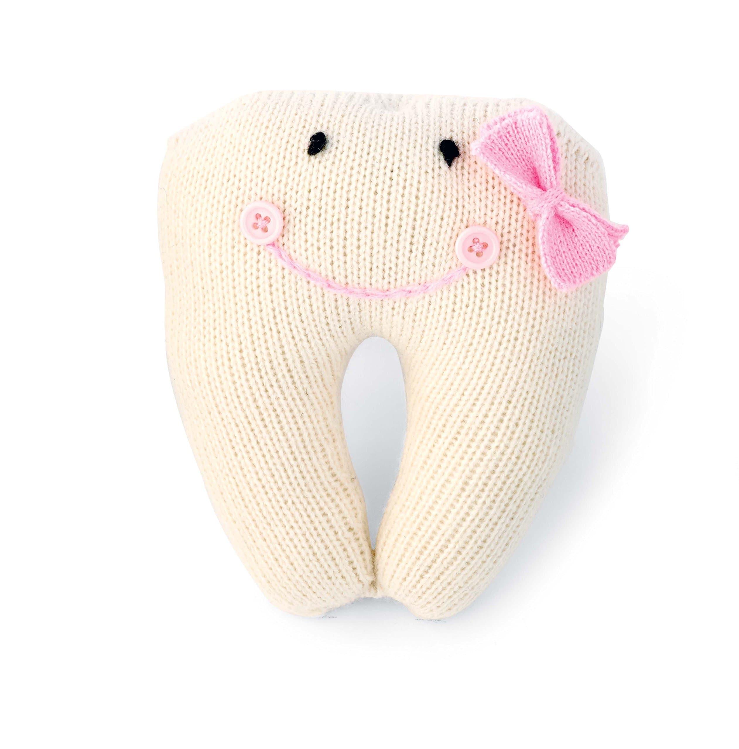 Mud Pie Knit Tooth Pillow, Pink, Small