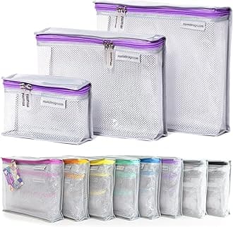 MUMI Travel Toiletry Bag Set of 3 – TSA Approved Toiletries Travel Bag for Women – Clear Toiletry Bag and Makeup Organizer – Water-Resistant Travel Cosmetic Bags for Skincare – Lightweight, Purple