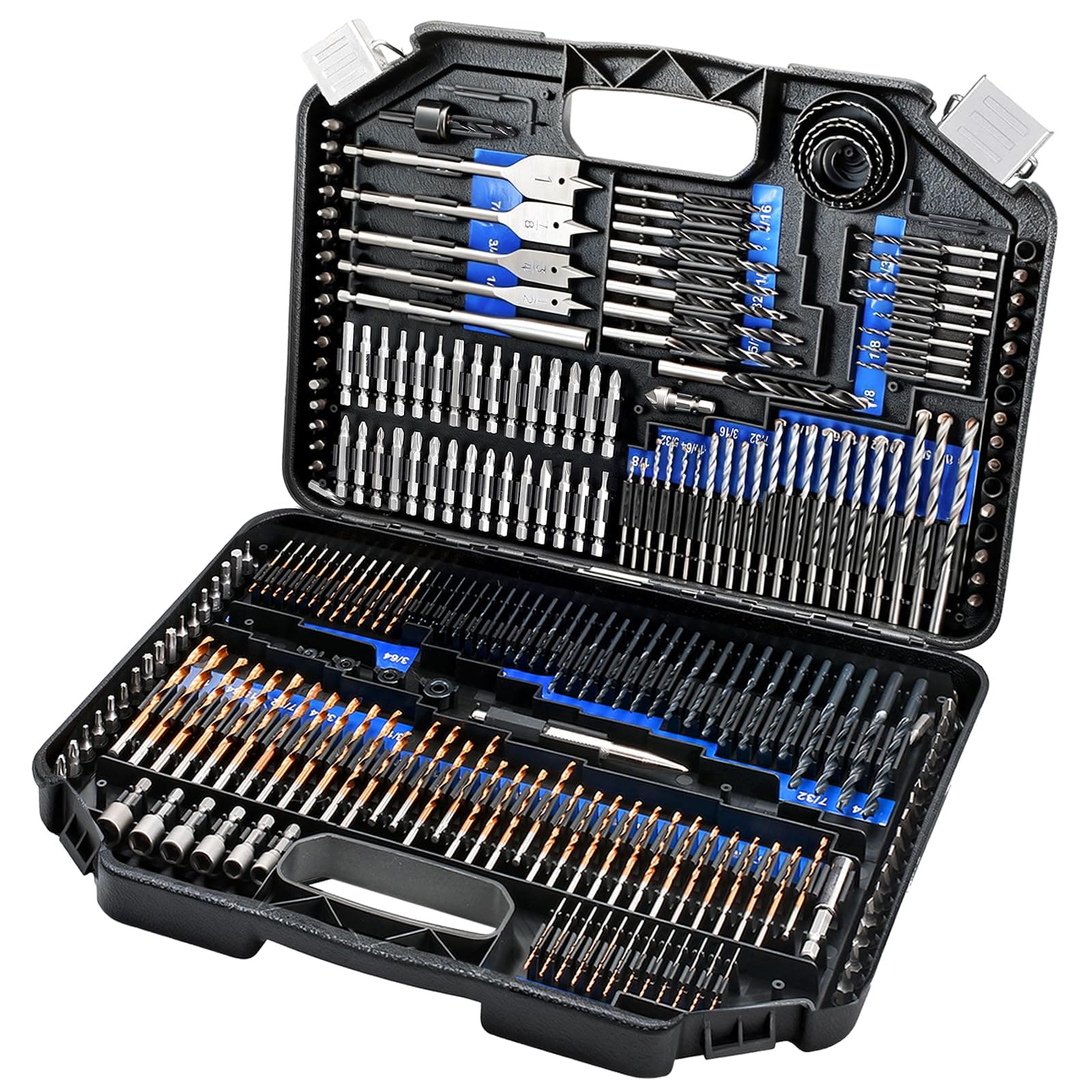 Drill Bit Set, 246 Drill Bit Sets, Cordless Drill Bit Set for Wood, Metal, Masonry, Cement and Screwdriver Bit Set Blue