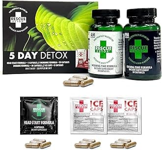 Rescue Detox 5 Day Detox Kit - 72ct Capsules | Comprehensive Full Body Cleanse with Bonus Instant ICE Caps