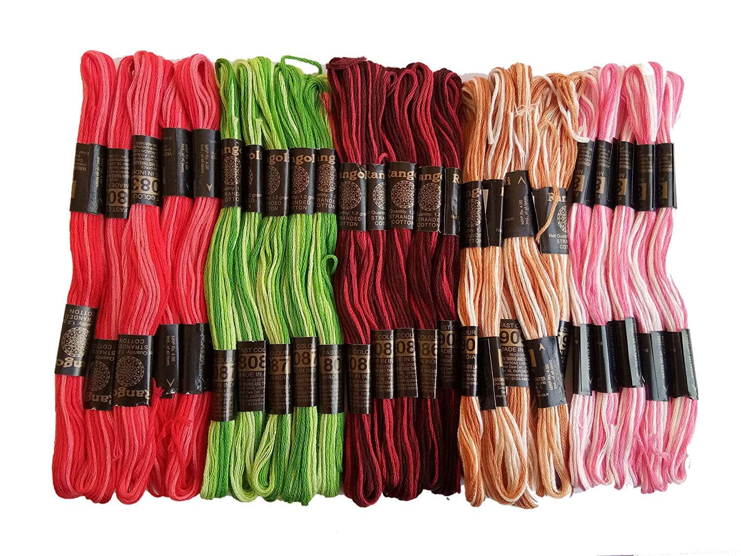 K G group Threads Cotton Embroidery Threads Set Double Shaded Pack of 100 (8 m, Multicolour)