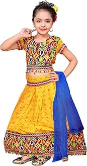 AHHAAAA Kids Ethnic Cotton Blend Radha Dress Lehenga Choli Chania Choli Set For Baby Girls