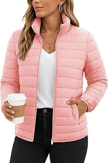 TACVASEN Women's Puffer Jackets Quilted Packable Puffy Coats Lightweight Winter Warm Zip Up Down Jacket Stand Collar