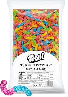 Sour Brite Crawlers Gummy Worms, 5 Pound Bulk Candy Bag Sour Gummy Worms