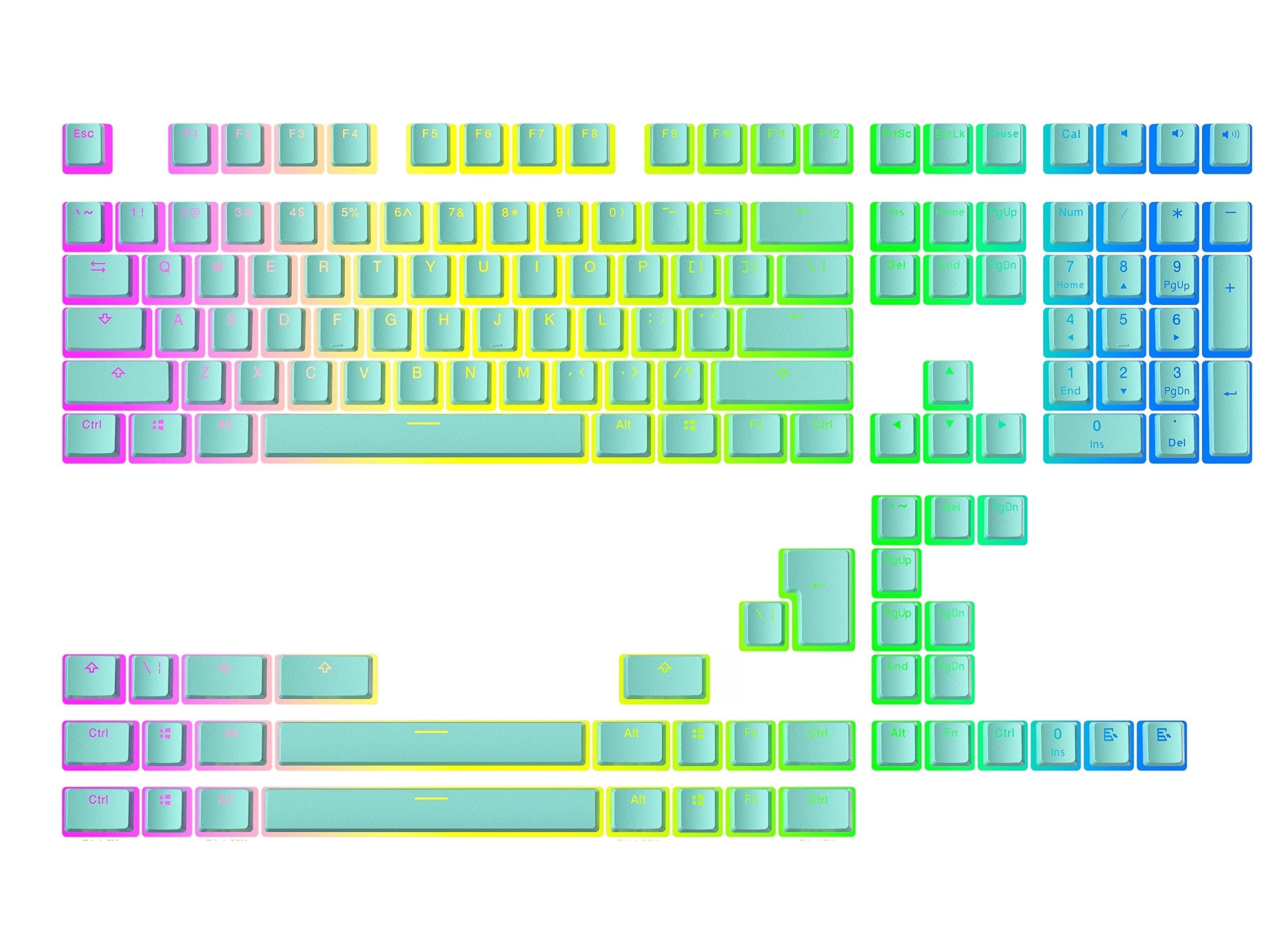 Ranked Pudding v2 PBT Keycaps | 145 Double Shot Translucent ANSI US & ISO Layout | OEM Profile for Full Size, TKL, 75%, 65% and 60% RGB Mechanical Gaming Keyboard (Miami Blue)