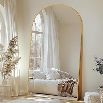 Antok Full Length Mirror, 46"x86" Oversized Floor Mirror with Stand for Bedroom, Living Room Cloakroom, Gold, Arch Style