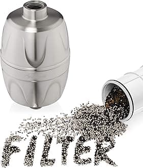 Aqua Elegante Shower Water Filter For Showerhead - Home Shower Head Filters To Remove Chlorine + Hard Minerals - Purifier And Filtered Softener System Best With Activated Charcoal - Brushed Nickel