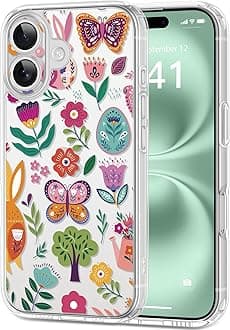 for iPhone 16 Plus Case, [Full Camera Protection] [Not Yellowing] [Military-Grade Drop Protection] Cute Clear Slim Shockproof Protective Phone Cover for Women Girls 6.7", Sylvan Realm/Green